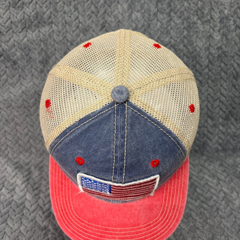 Unbranded USA American Flag Snapback OSFM Red Blue Mesh Trucker Hat - Picture 6 of 9